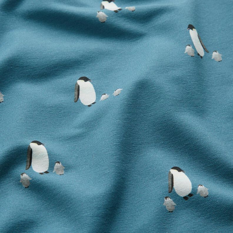 GOTS French Terry Penguin family Digital Print – denim blue,  image number 2