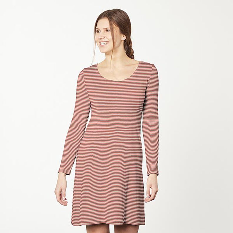 Narrow Stripes Cotton Jersey – anemone/terracotta,  image number 8