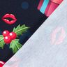 French terry Christmas kisses and mistletoe | Glitzerpüppi – midnight blue/chili,  thumbnail number 4