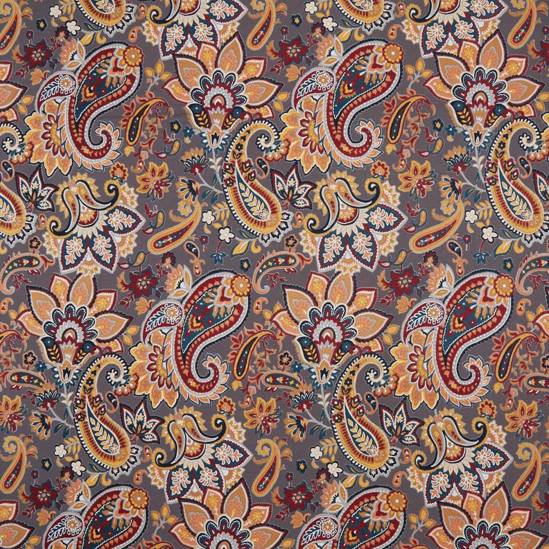 Viscose Jersey Paisley – stone grey/mustard,  image number 1