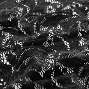 Lace fabric flocked flowers – black, 