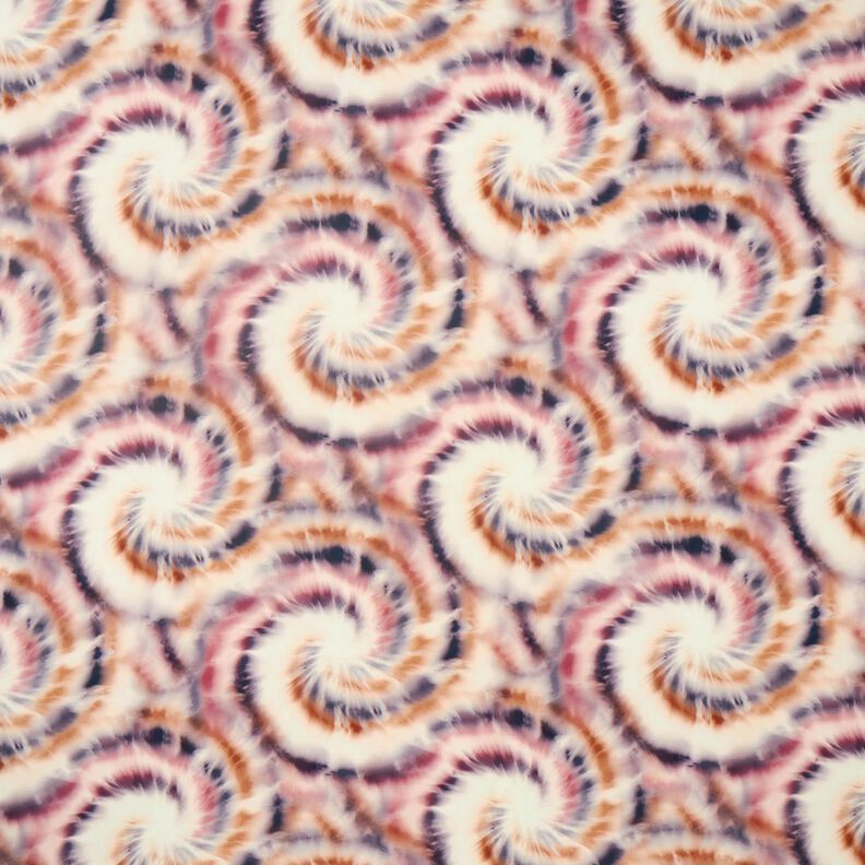 Viscose fabric batik spirals – cream/brown,  image number 1