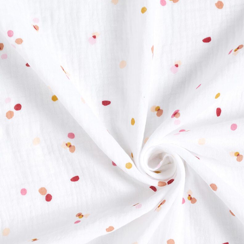 Double Gauze/Muslin colourful polka dots – white,  image number 3