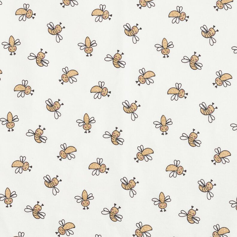 Cotton Jersey Glitter bees – ivory,  image number 1