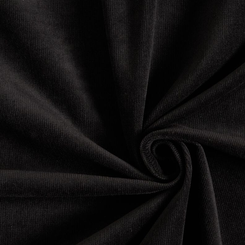 Stretchy fine corduroy – black,  image number 1