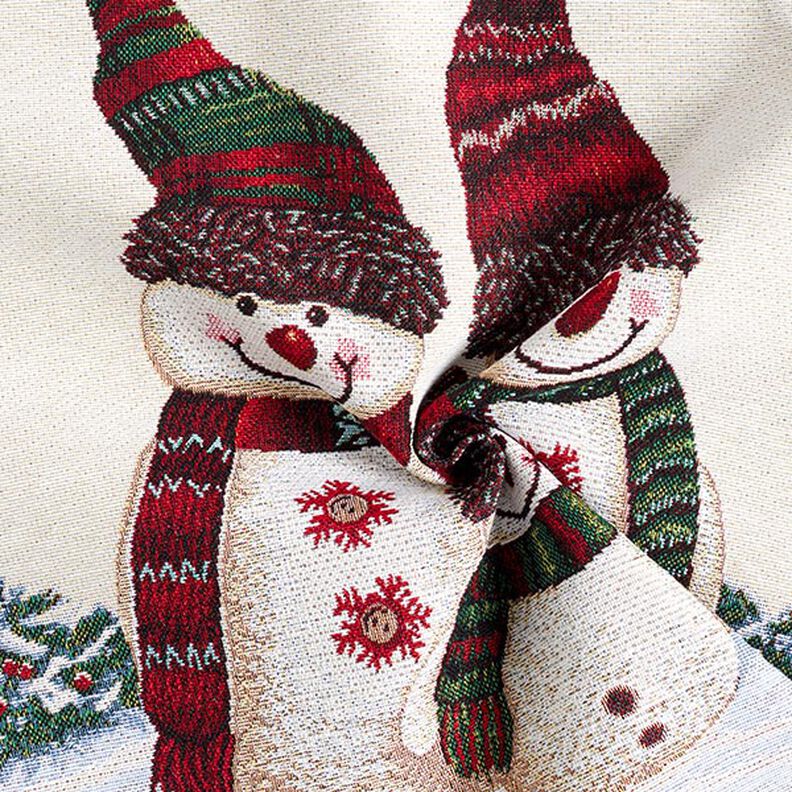 Panel Tapestry Fabric snowman trio – light beige,  image number 3