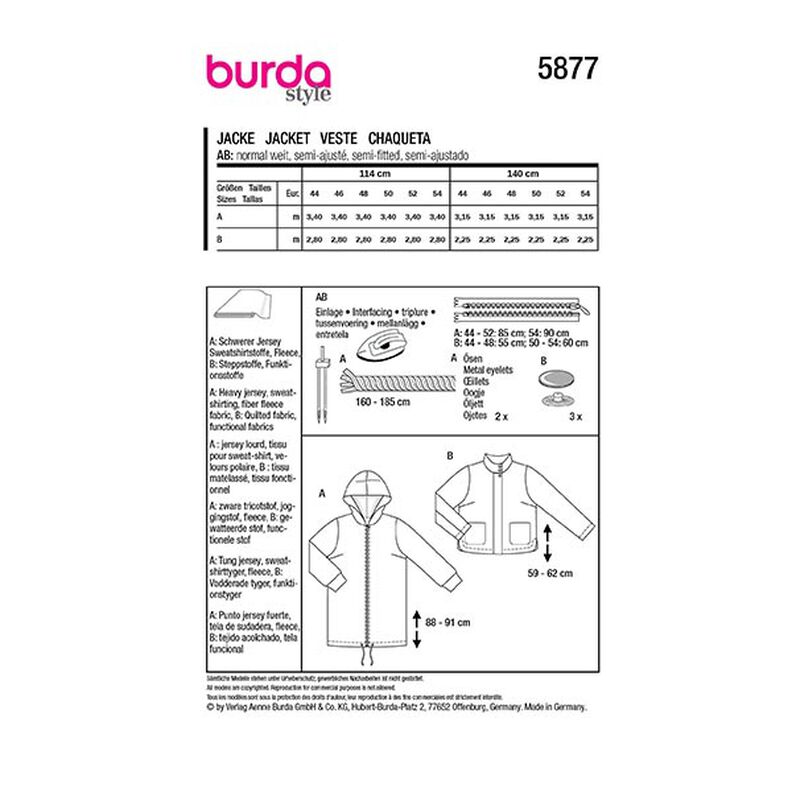 Plus-Size Jacket | Burda 5877 | 44-54,  image number 9