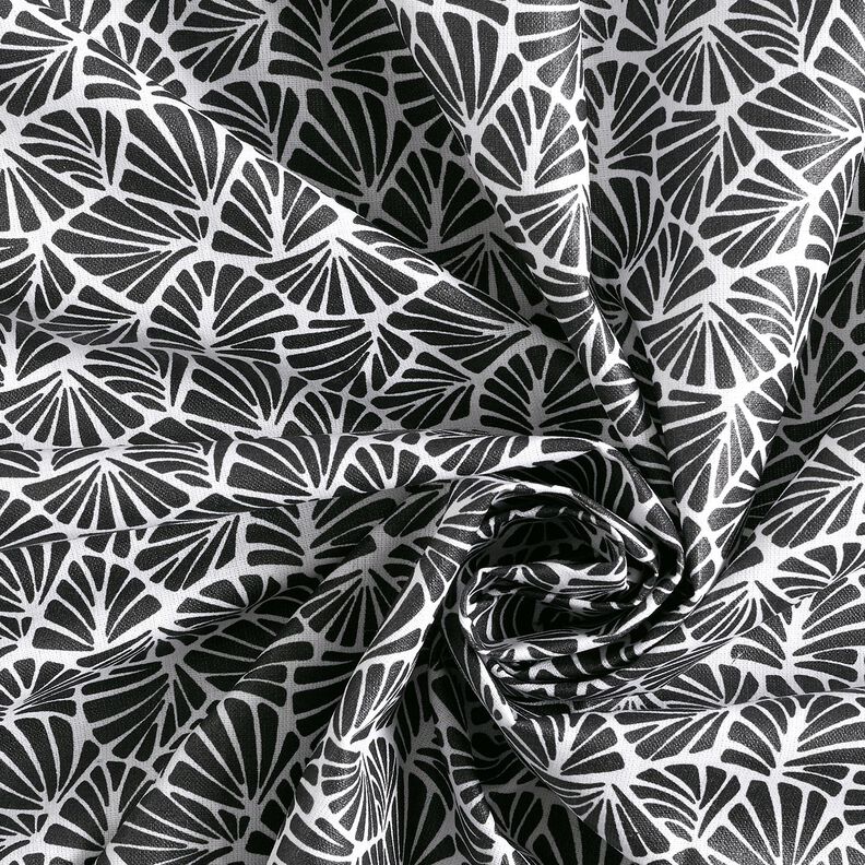 Coated Cotton abstract mini leaves – black/white,  image number 4