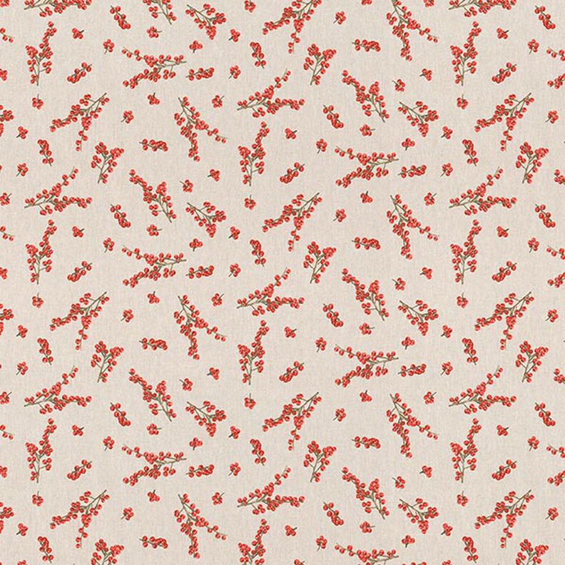 Winter Berries Half Panama Decor Fabric – natural,  image number 1