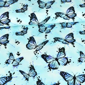 Cotton Jersey Butterfly splashes | Glitzerpüppi – ice blue, 