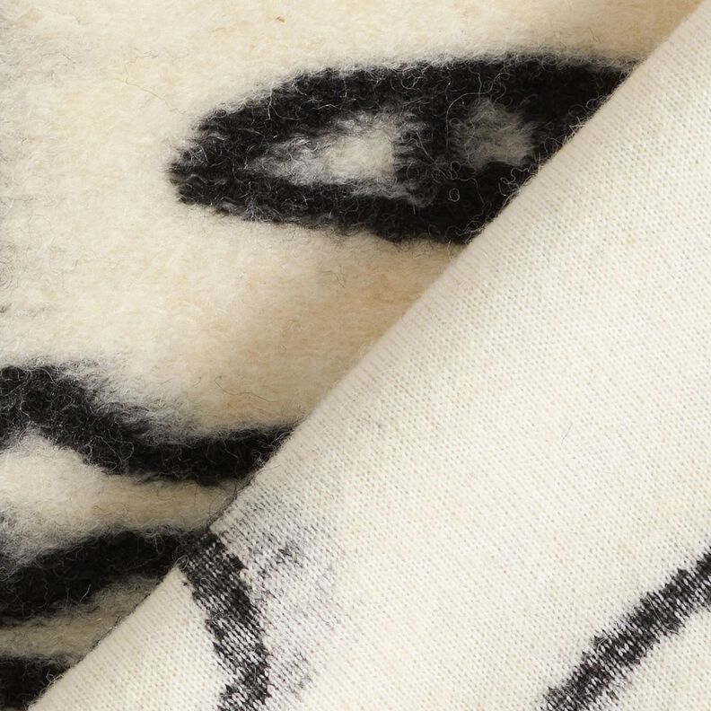 Coat knit abstract faces – black/offwhite,  image number 4