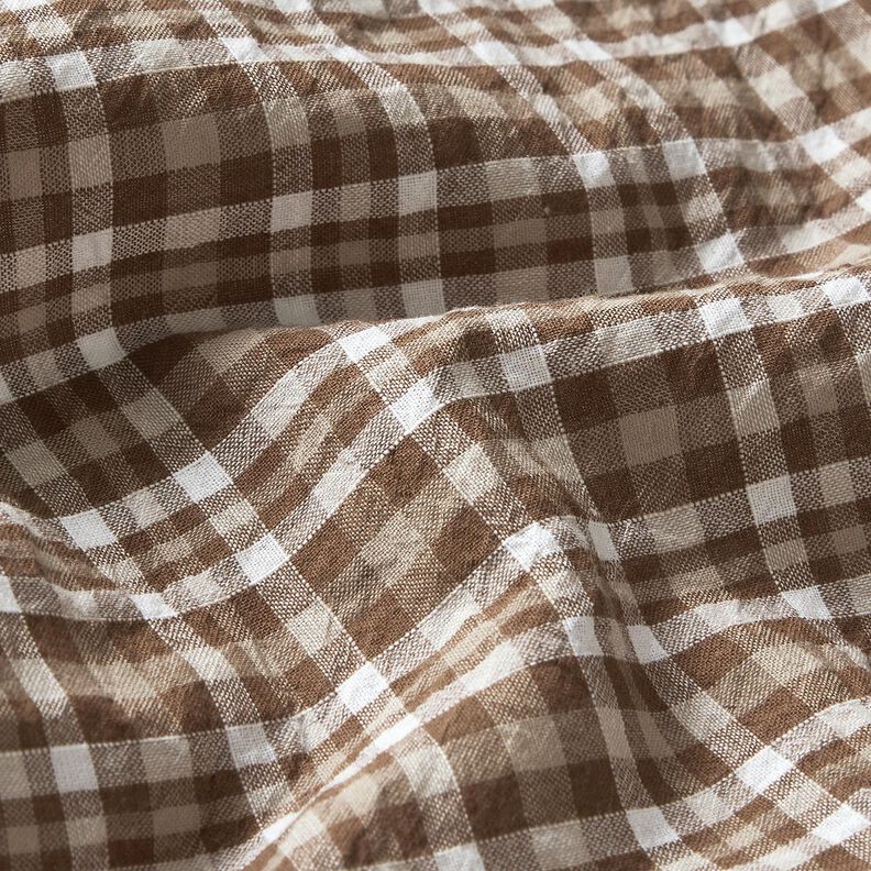 Checked crinkle look cotton fabric – caramel,  image number 2