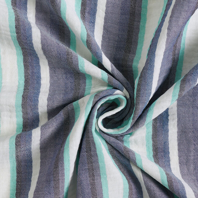 Double Gauze/Muslin yarn-dyed stripes – indigo/ice blue,  image number 4