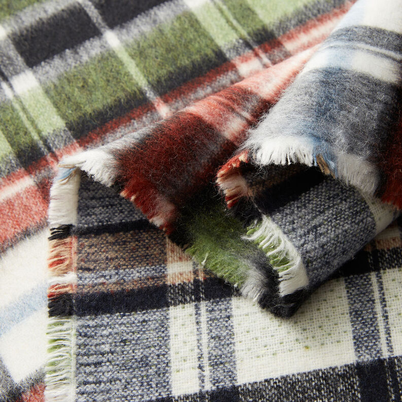 Coat fabric double-face tartan – grey/carmine,  image number 2