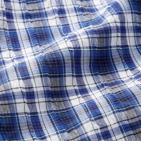 Cotton fabric tartan crash weave – royal blue/white, 