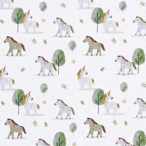 Organic Cotton Jersey Horses and Unicorns Digital Print – offwhite, 