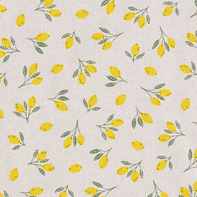Decorative half Panama fabric Mini lemons – yellow/natural, 