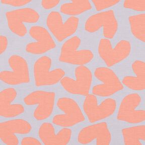 French Terry hearts  – pastel mauve/salmon, 