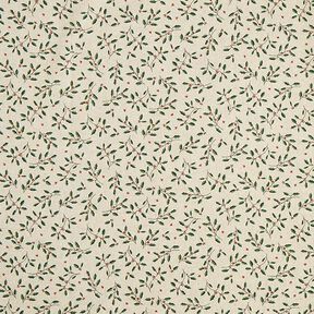 Decor Fabric Half Panama Christmas branch – natural/fir green, 