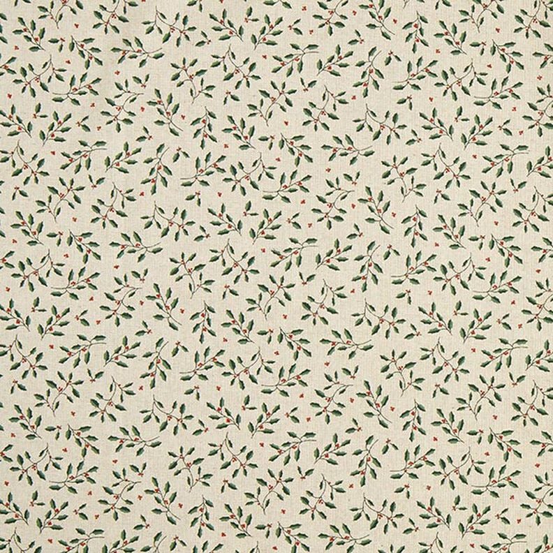 Decor Fabric Half Panama Christmas branch – natural/fir green,  image number 1