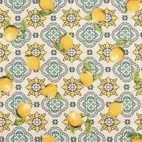 Decor Fabric Tapestry Fabric lemon tiles – natural/lemon yellow, 