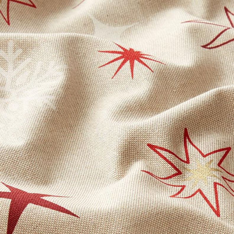 Half Panama Decor Fabric Shimmering Stars – gold/red,  image number 2