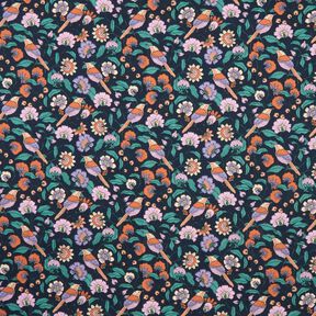 Coated Cotton sea of flowers – midnight blue, 