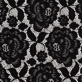 Stretch Lace Blossoms and leaves – black, 