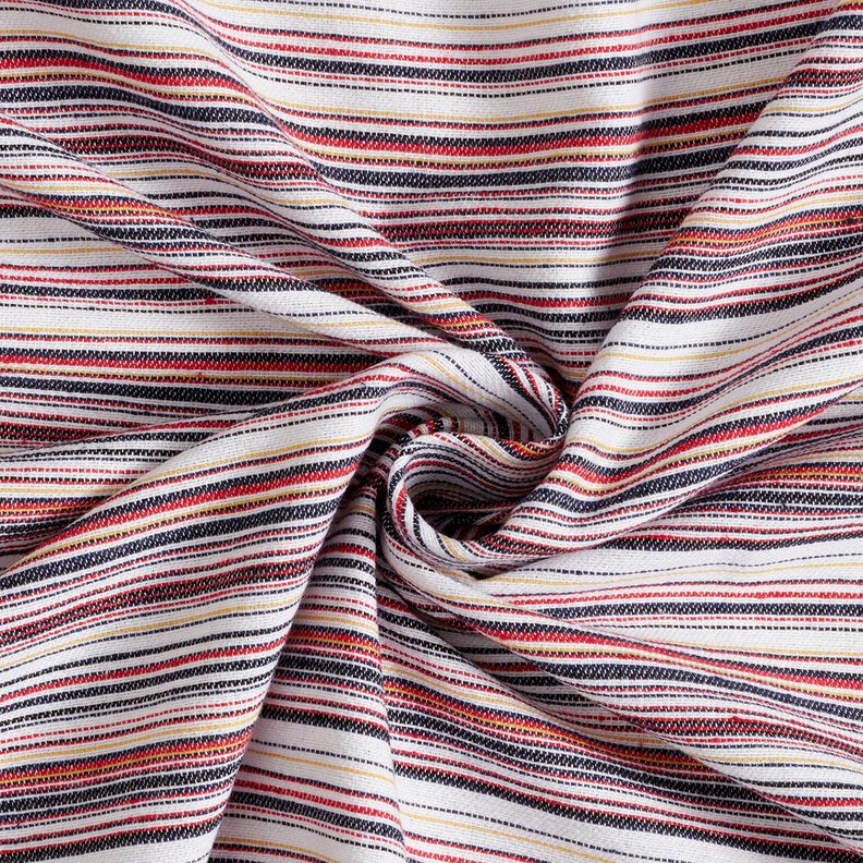 Colourful stripes coarse linen fabric – white/navy blue,  image number 3