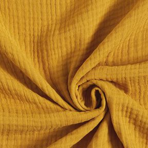GOTS Triple-Layer Cotton Muslin – curry yellow, 