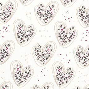 Cotton Jersey leopard print hearts – ivory, 