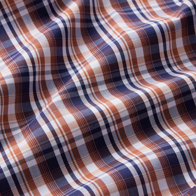 Classic checks shirt fabric – navy blue/copper,  image number 2