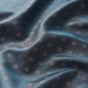 Lining Fabric Jacquard Flowers and dots iridescent – denim blue, 