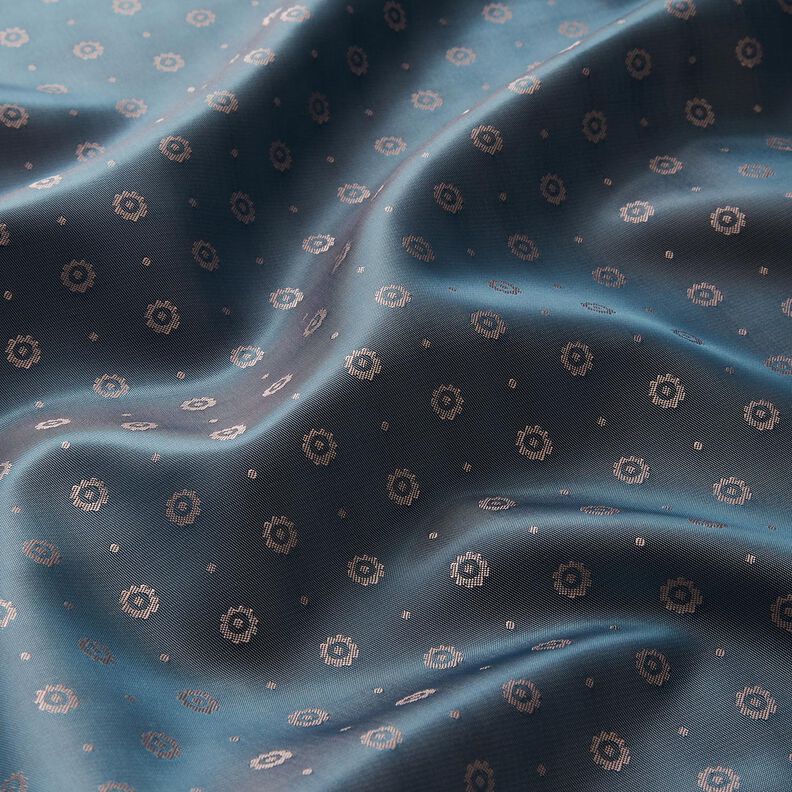 Lining Fabric Jacquard Flowers and dots iridescent – denim blue,  image number 2