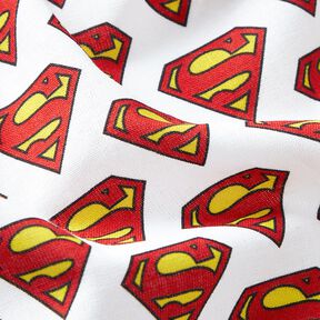 Cotton Poplin Superman logo Licensed Fabric | DC Comics – white, 