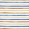 GOTS Cotton Jersey delicate watercolour stripes digital print – white/royal blue,  thumbnail number 1