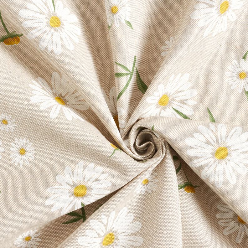 Decor Fabric Half Panama scattered daisies – natural/white,  image number 3