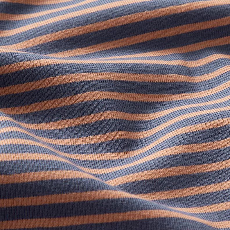 Narrow Stripes Cotton Jersey – copper/denim blue,  image number 2