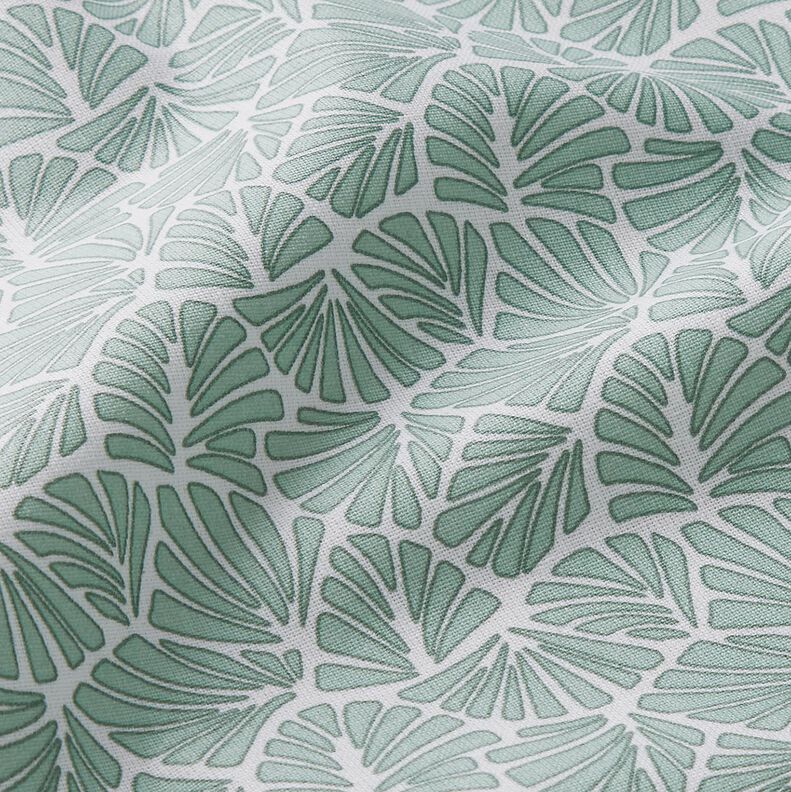 Coated Cotton abstract mini leaves – pale mint/white,  image number 3