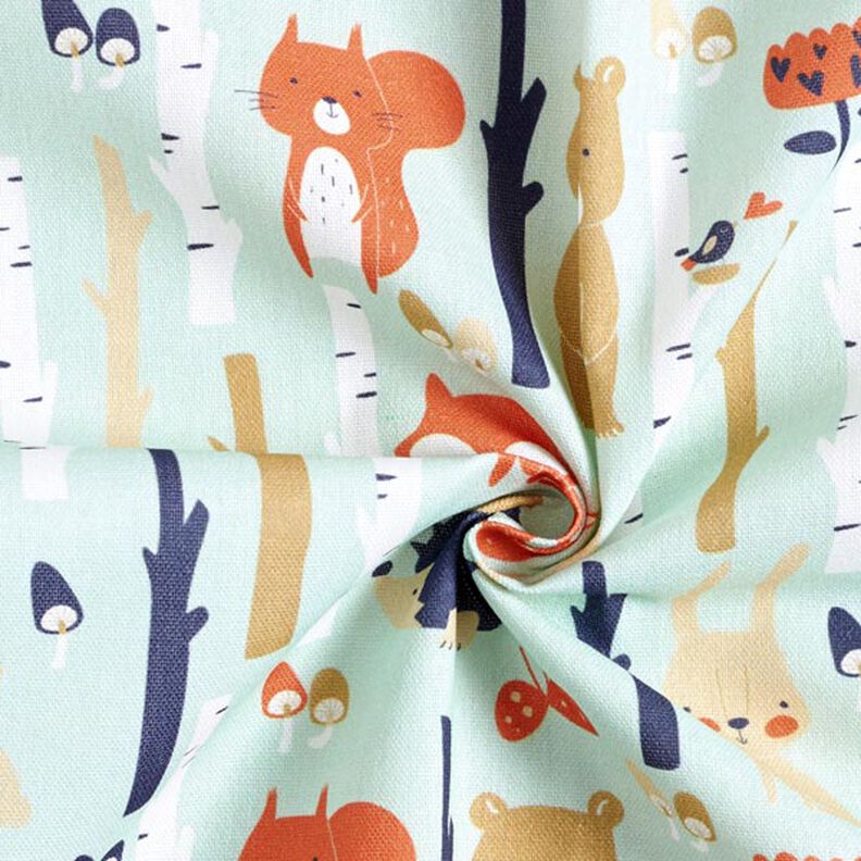 Decor Fabric Half Panama Woodland Animals – mint,  image number 3