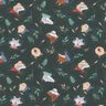 Cotton Jersey Animal heads in the forest  – dark green,  thumbnail number 1