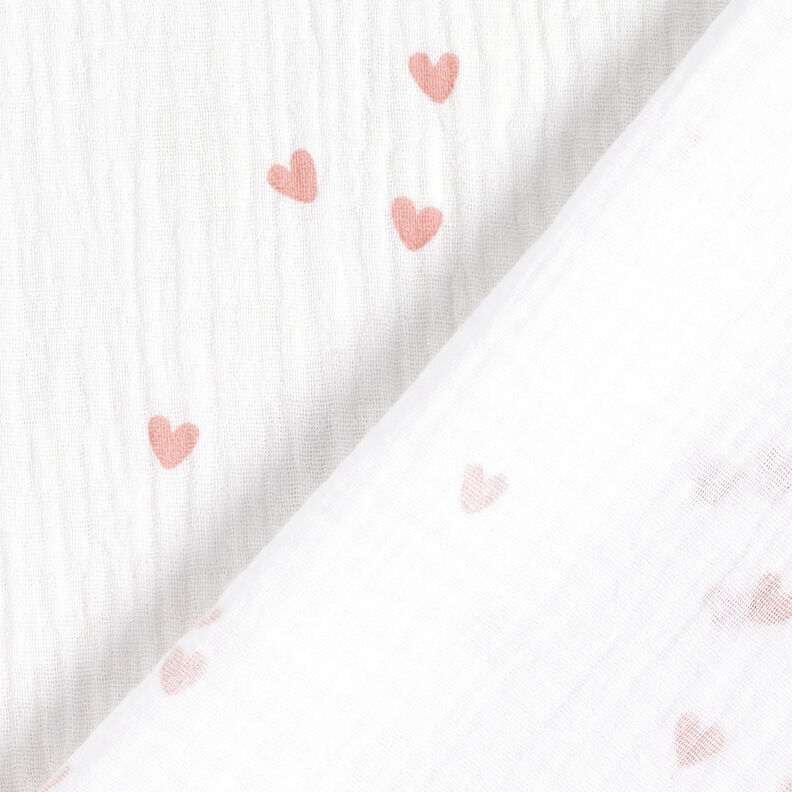 Double Gauze/Muslin Scattered hearts | by Poppy white/rose gold,  image number 4