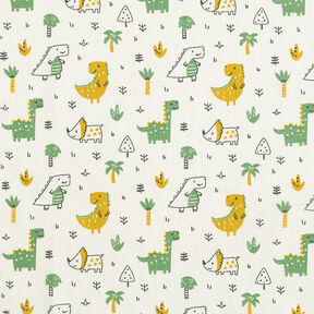 Poplin Friendly Dinosaurs – natural/pine, 