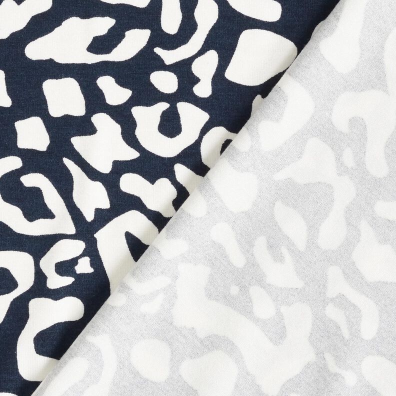 Viscose Jersey abstract leopard spots – midnight blue/white,  image number 4