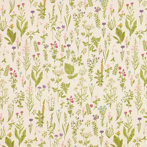 Decorative fabric Digital print Meadow herbs – natural/green, 