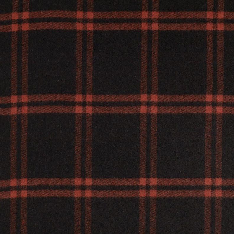 Coat fabric wool blend tartan – terracotta/black,  image number 1