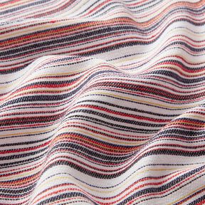 Colourful stripes coarse linen fabric – white/navy blue, 