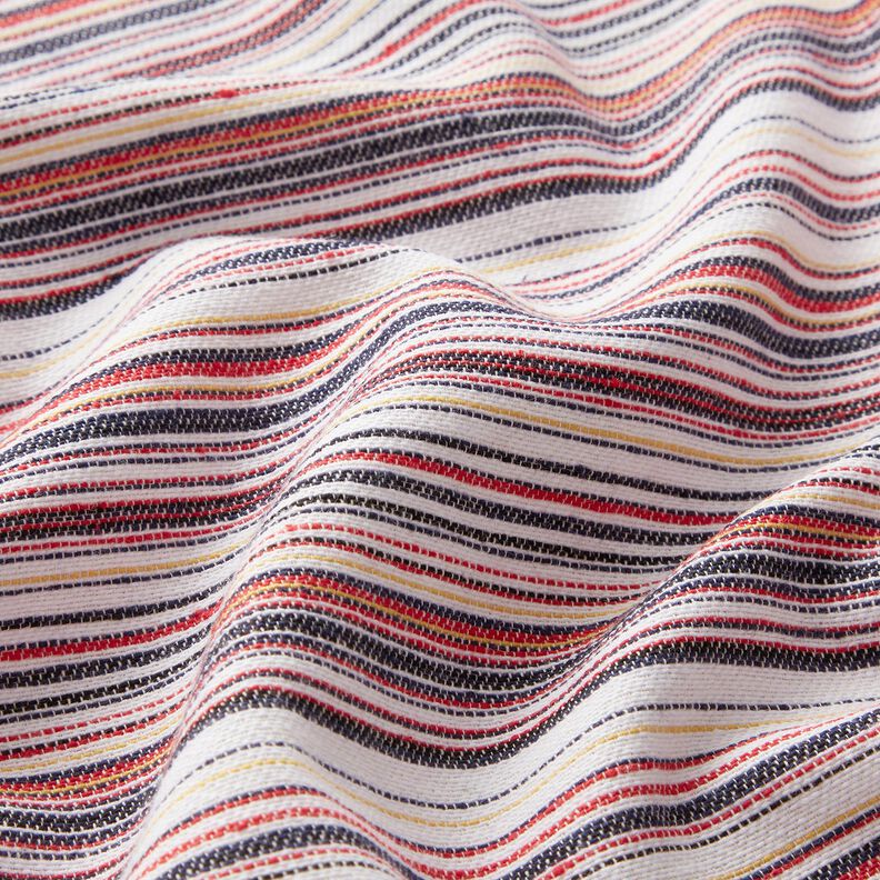 Colourful stripes coarse linen fabric – white/navy blue,  image number 2