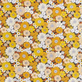 Cotton Cretonne large retro flowers – black/sunglow, 