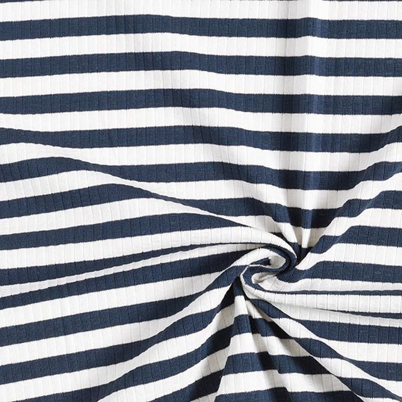 Ribbed Jersey yarn-dyed horizontal stripes – offwhite/navy blue,  image number 3